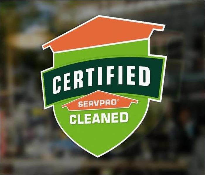 Certified Clean sticker on business window.
